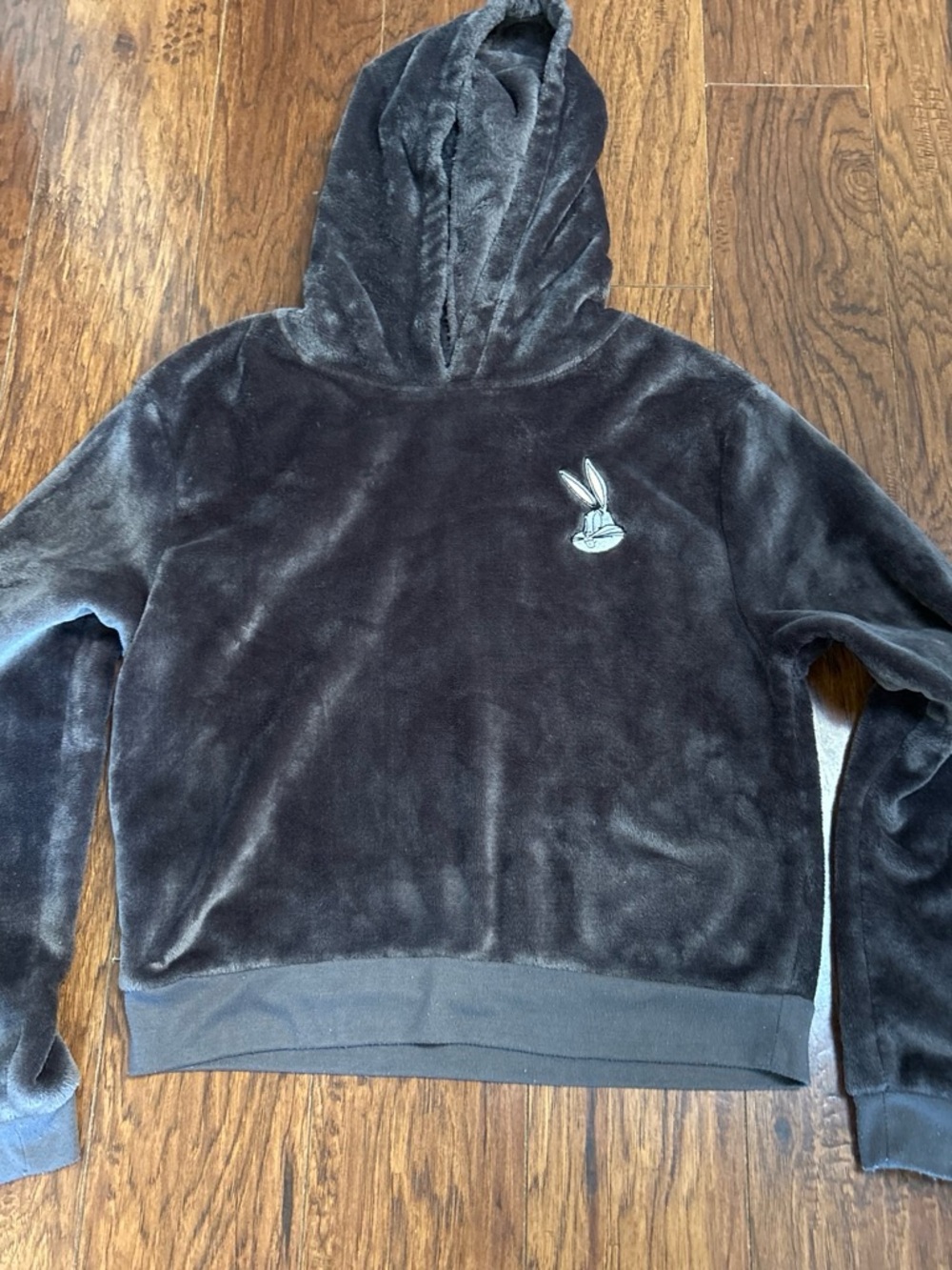 Warner Bros. Youth Size XL Plish  Embroidered Hoodie- Charcoal